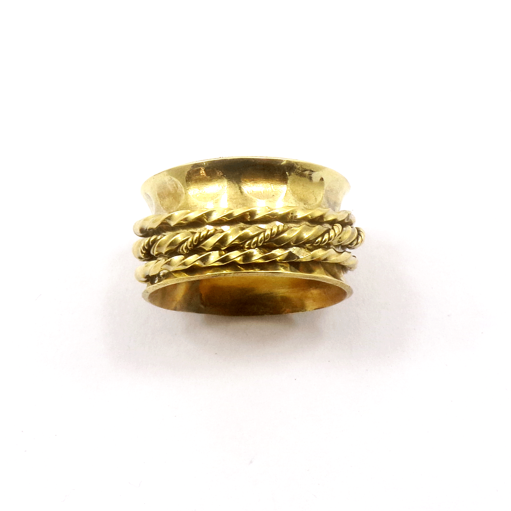 Ring Size - 10 Brass Spinner Ring I - BSPR996 18K Gold Plated Brass Rope Design Twisted Spinner Ring